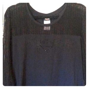 Harley Davidson top sheer neck and sleeves
